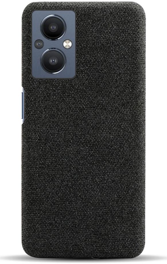 Oppo Reno 8 Lite Hoesje Hard Plastic met Stoffen Afwerking Zwart afbeelding 3