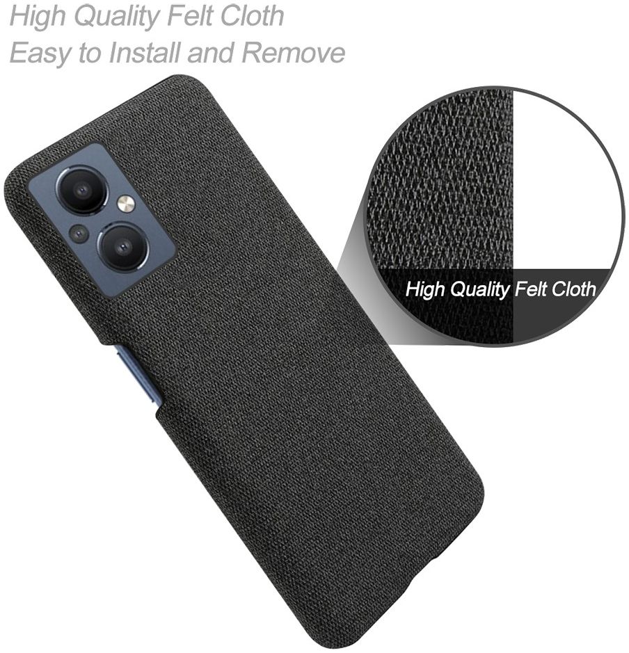 Oppo Reno 8 Lite Hoesje Hard Plastic met Stoffen Afwerking Zwart afbeelding 4