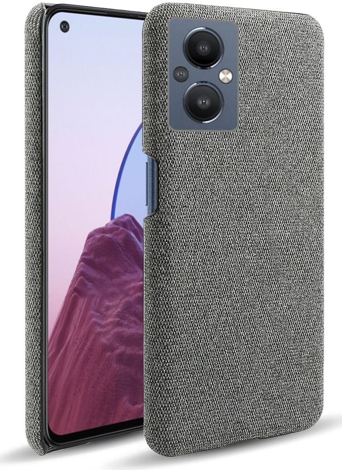 Oppo Reno 8 Lite Hoesje Hard Plastic met Stoffen Afwerking Grijs afbeelding 1