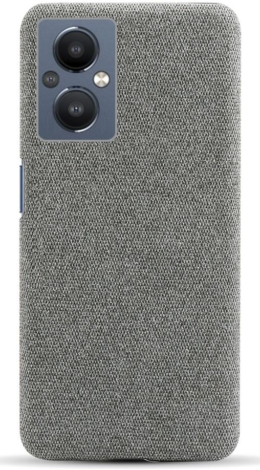 Oppo Reno 8 Lite Hoesje Hard Plastic met Stoffen Afwerking Grijs afbeelding 3