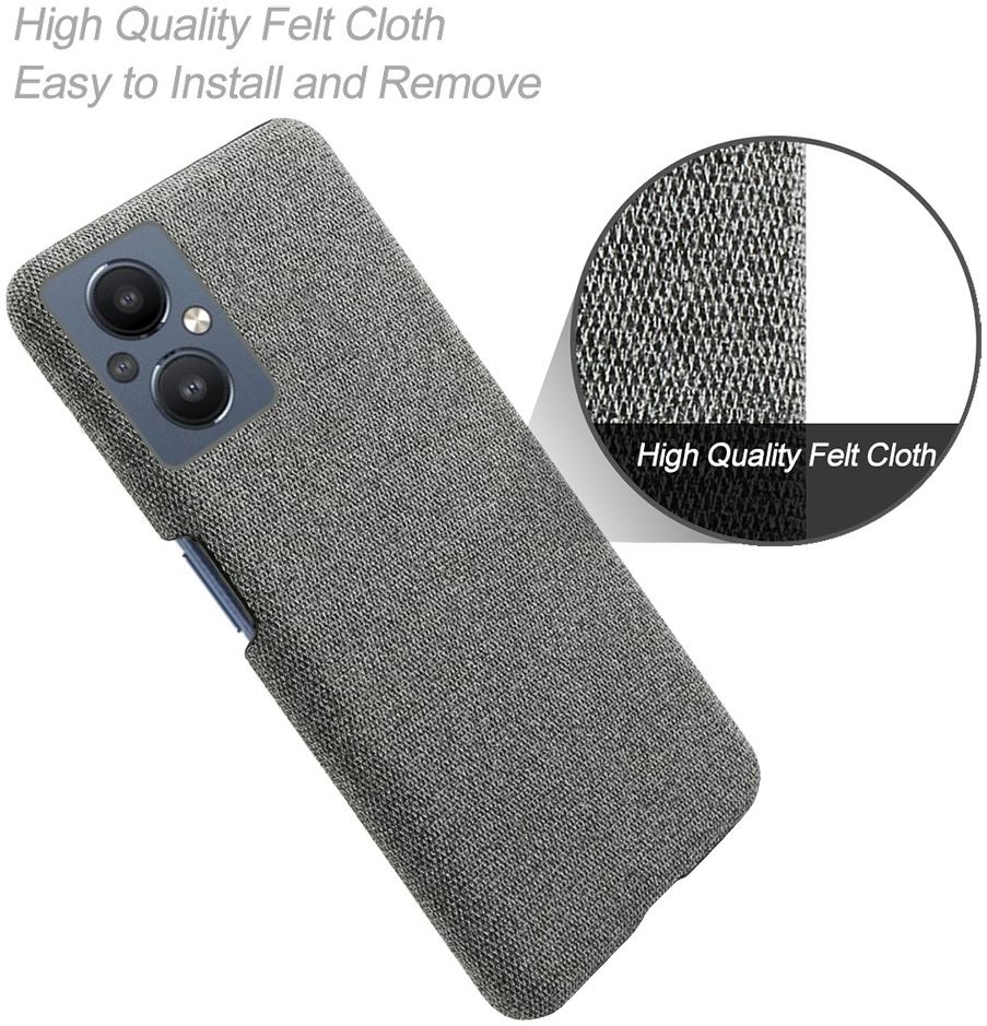 Oppo Reno 8 Lite Hoesje Hard Plastic met Stoffen Afwerking Grijs afbeelding 4