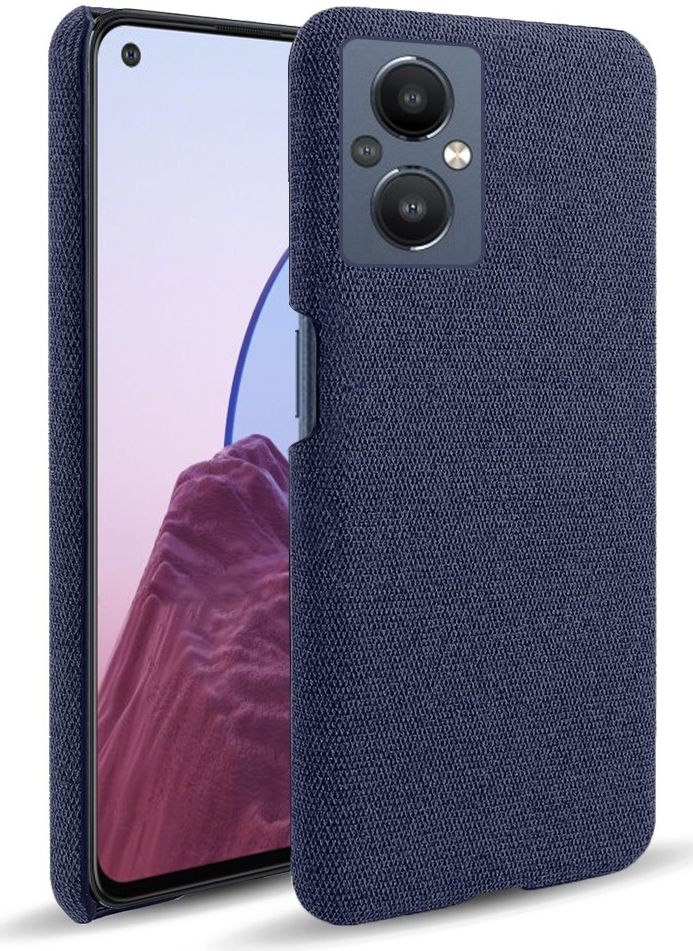 Oppo Reno 8 Lite Hoesje Hard Plastic met Stoffen Afwerking Blauw afbeelding 1