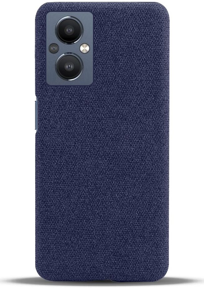 Oppo Reno 8 Lite Hoesje Hard Plastic met Stoffen Afwerking Blauw afbeelding 3