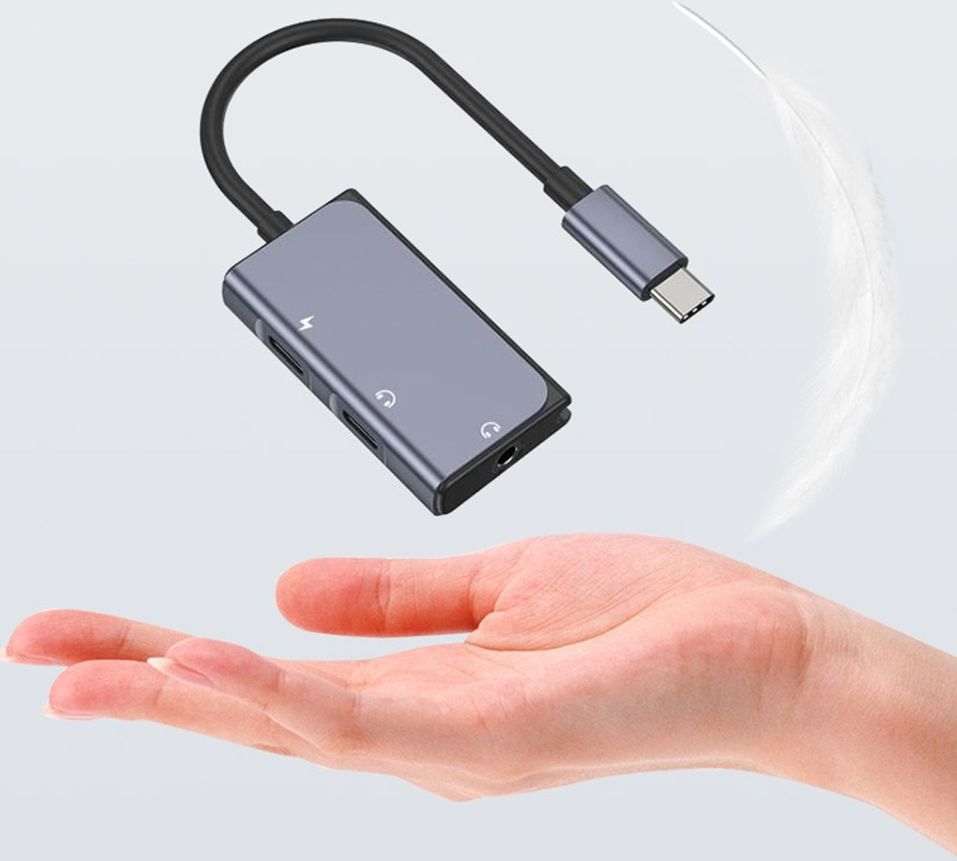 3-in-1 USB-C naar Dubbele USB-C PD 3.0 / 3.5mm Jack Audio Adapter afbeelding 5