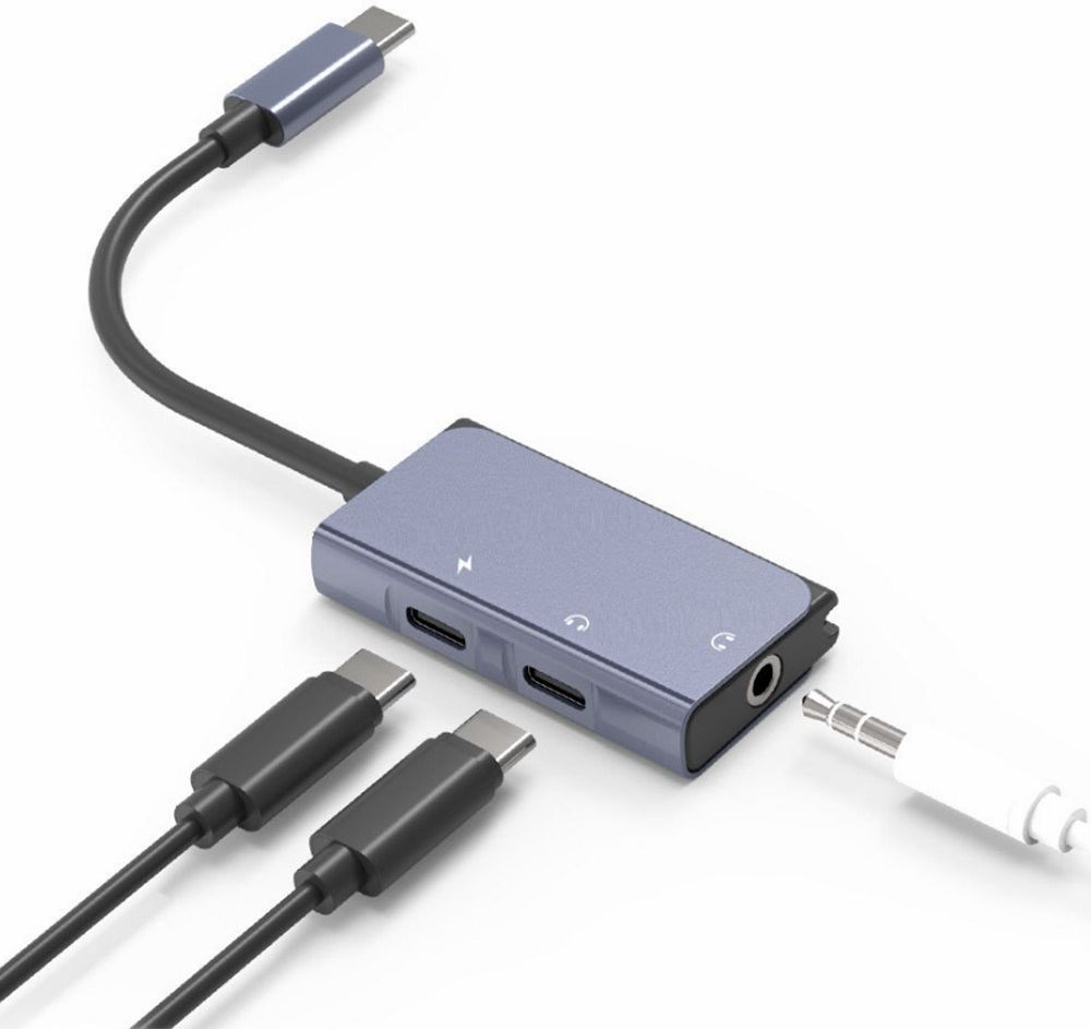 3-in-1 USB-C naar Dubbele USB-C PD 3.0 / 3.5mm Jack Audio Adapter afbeelding 2