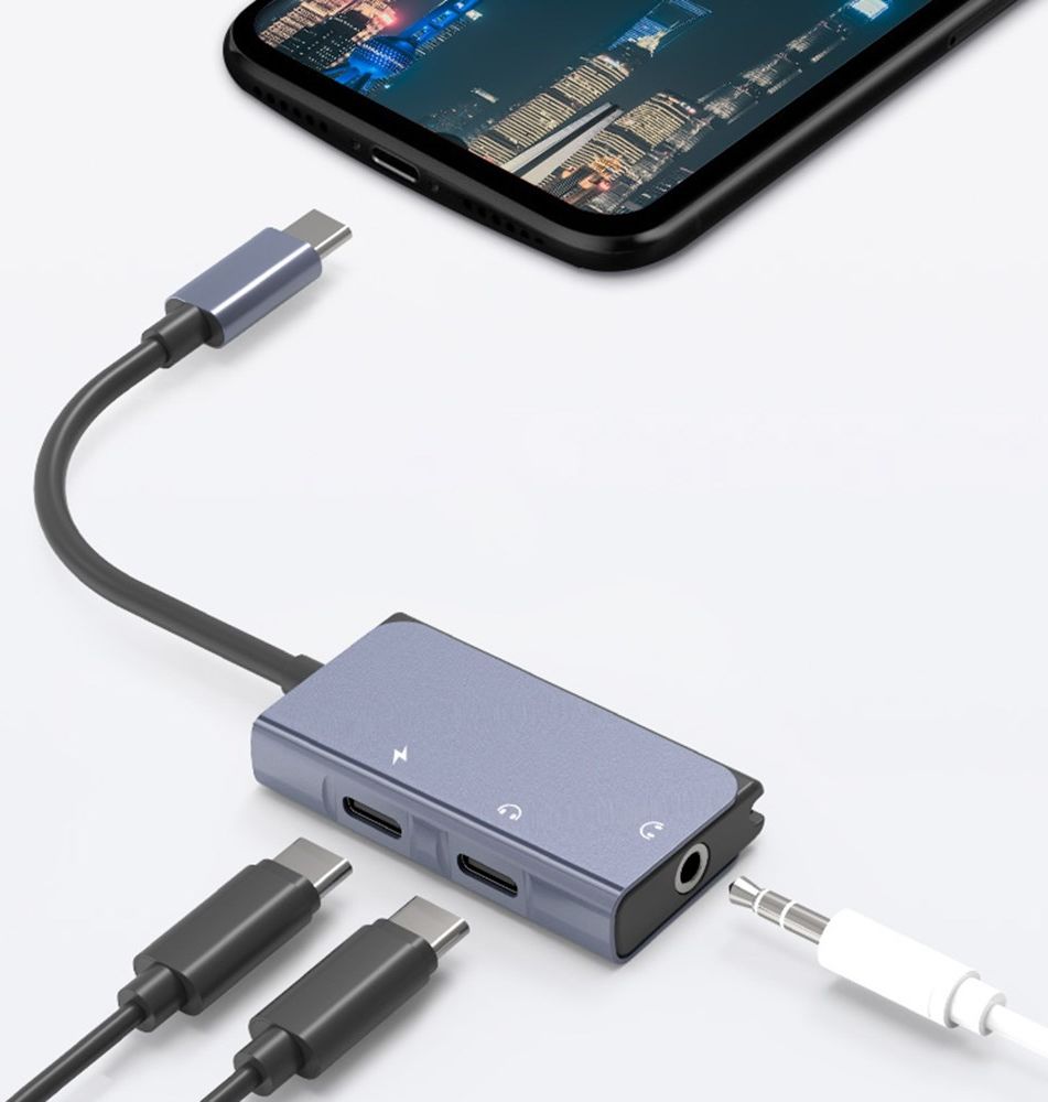 3-in-1 USB-C naar Dubbele USB-C PD 3.0 / 3.5mm Jack Audio Adapter afbeelding 4