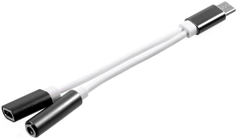 USB-C naar 3.5mm Jack en USB-C Splitter 12CM Zwart / Wit afbeelding 1