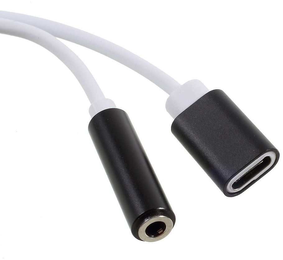 USB-C naar 3.5mm Jack en USB-C Splitter 12CM Zwart / Wit afbeelding 3