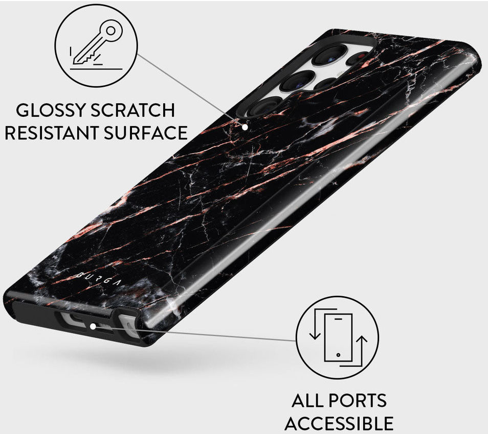Burga Tough Case Samsung Galaxy S22 Ultra Hoesje Rose Gold Marble afbeelding 5