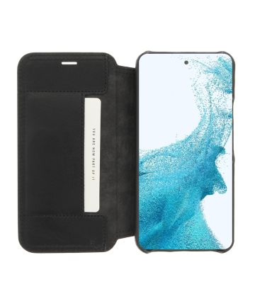 Minim Samsung Galaxy S22 Hoesje Echt Leer Book Case Zwart Hoesjes