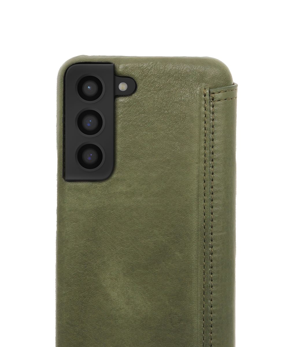 Minim Samsung Galaxy S22 Hoesje Echt Leer Book Case Groen afbeelding 2