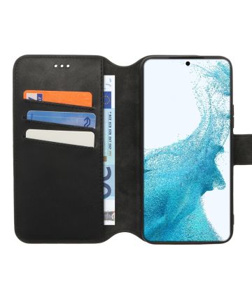 Minim 2-in-1 Samsung Galaxy S22 Hoesje Book Case en Back Cover Zwart Hoesjes