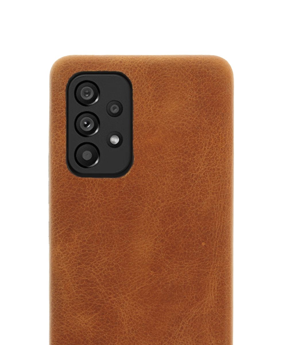 Minim Samsung Galaxy A53 Hoesje Back Cover Leer Cognac afbeelding 2