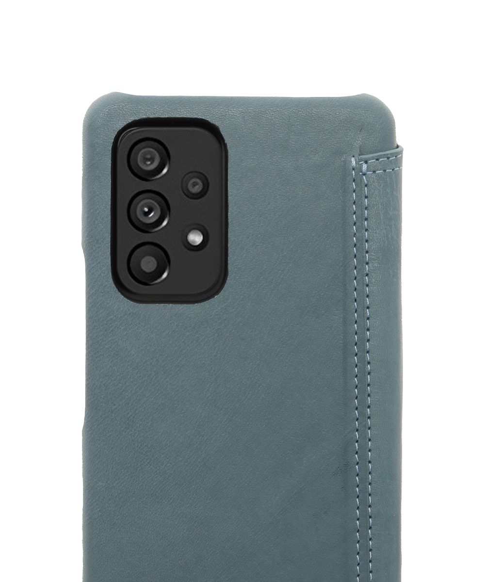 Minim Samsung Galaxy A53 Hoesje Echt Leer Book Case Blauw afbeelding 2