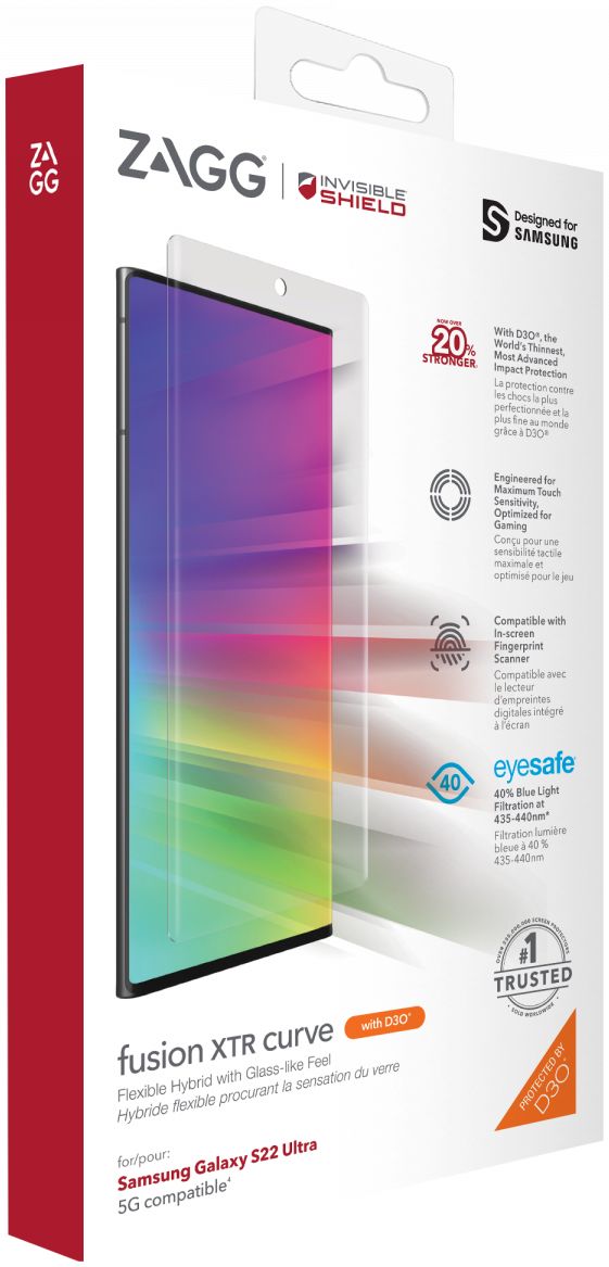 InvisibleShield Samsung S22 Ultra Screen Protector Blue Light Filter afbeelding 12
