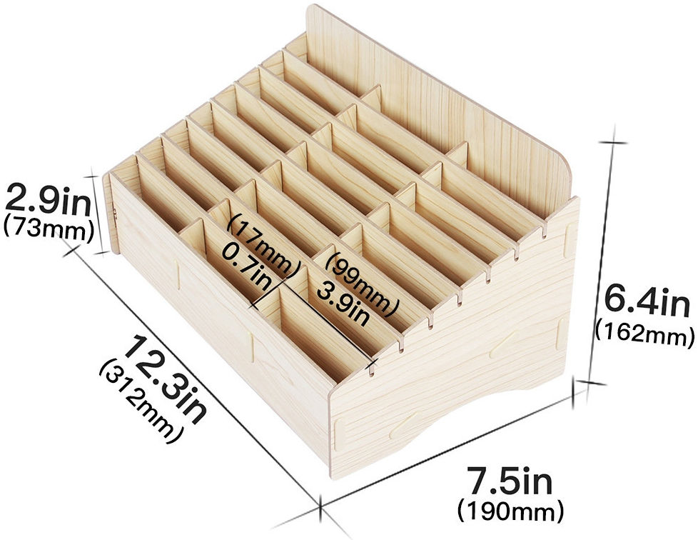Houten Organizer / Telefoonhouder voor Klassen en Meetings (24 Vakken) afbeelding 2