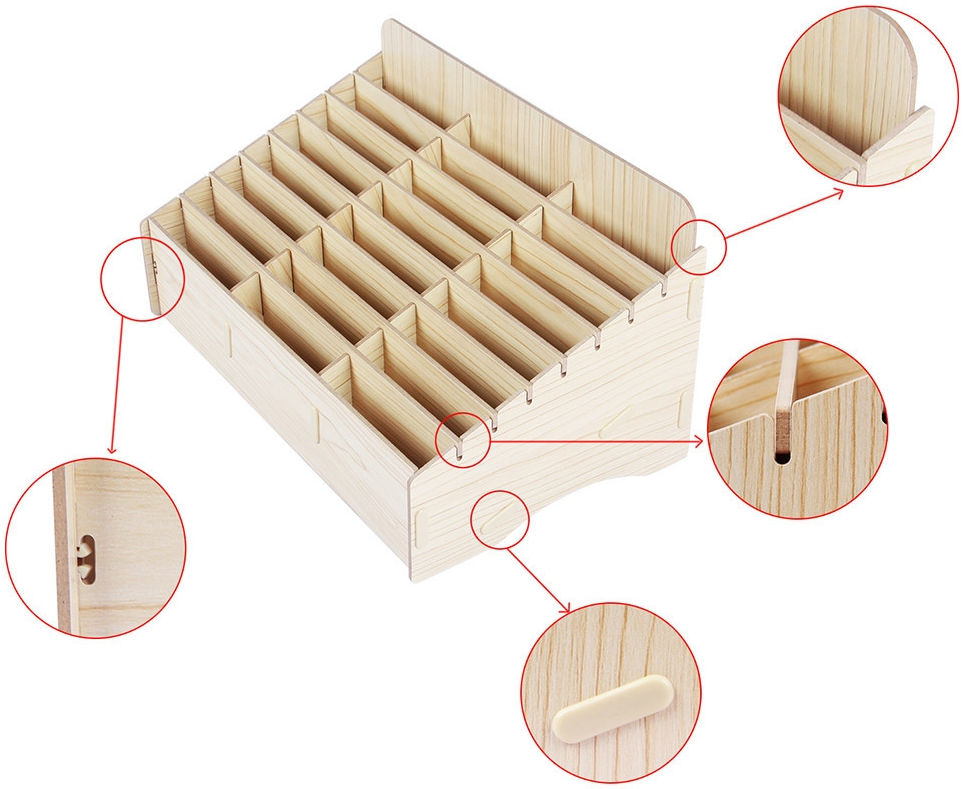 Houten Organizer / Telefoonhouder voor Klassen en Meetings (24 Vakken) afbeelding 3