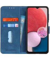 KHAZNEH Samsung Galaxy A13 Hoesje Retro Wallet Book Case Blauw