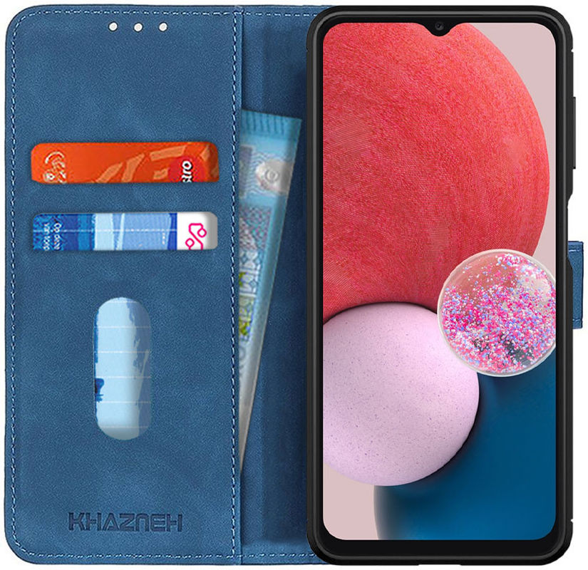 KHAZNEH Samsung Galaxy A13 4G Hoesje Retro Wallet Book Case Blauw afbeelding 1