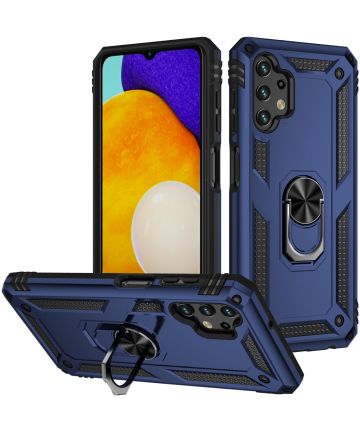Samsung Galaxy A13 4G Hoesje met Kickstand Ring Back Cover Blauw Hoesjes