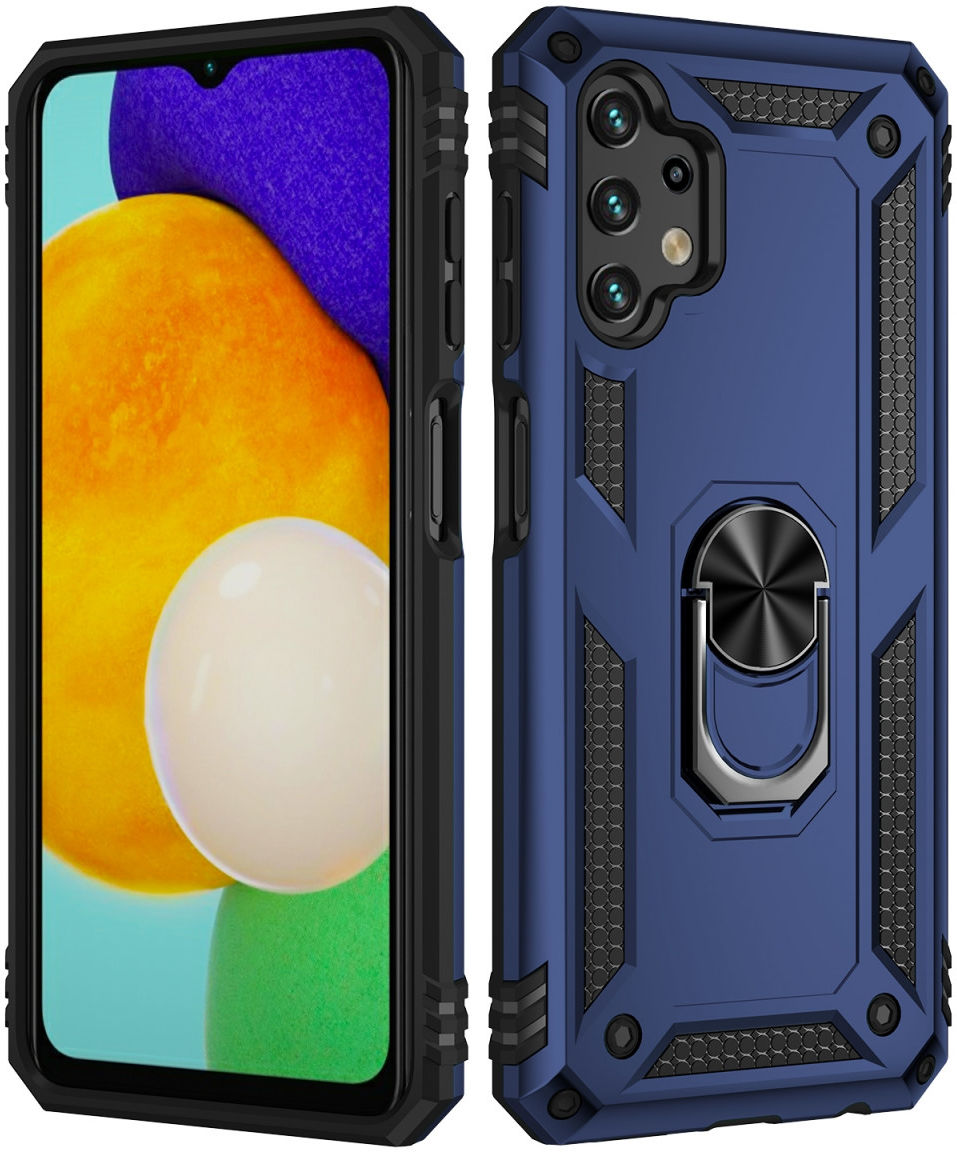 Samsung Galaxy A13 4G Hoesje met Kickstand Ring Back Cover Blauw afbeelding 2