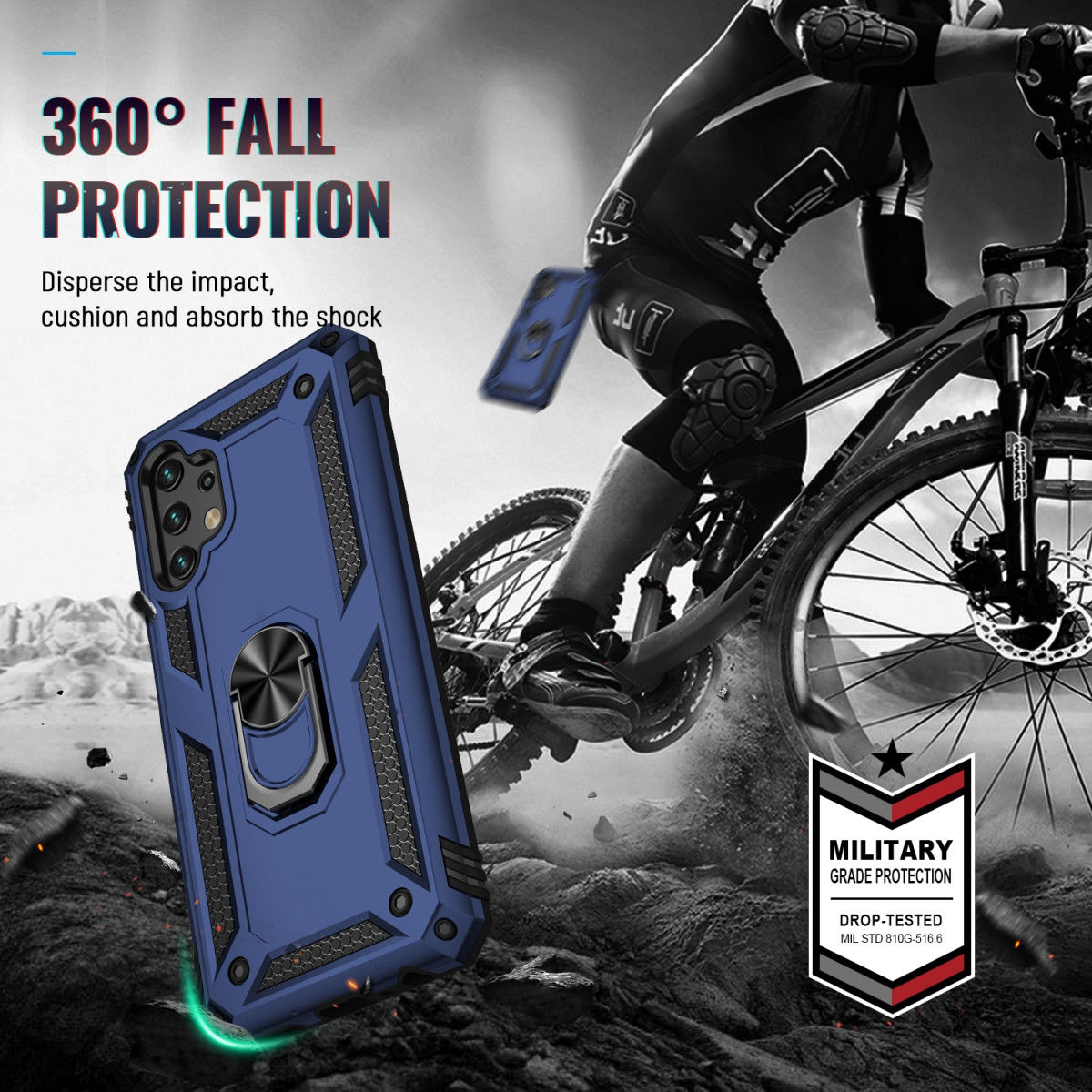 Samsung Galaxy A13 4G Hoesje met Kickstand Ring Back Cover Blauw afbeelding 6