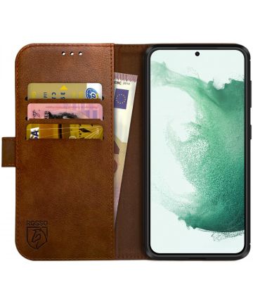 Rosso Element Samsung Galaxy S22 Plus Hoesje Book Cover Wallet Bruin Hoesjes