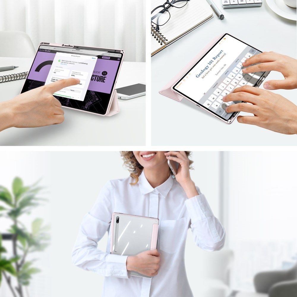 Dux Ducis Toby Samsung Galaxy Tab S8 Ultra Hoes Book Case Roze afbeelding 6