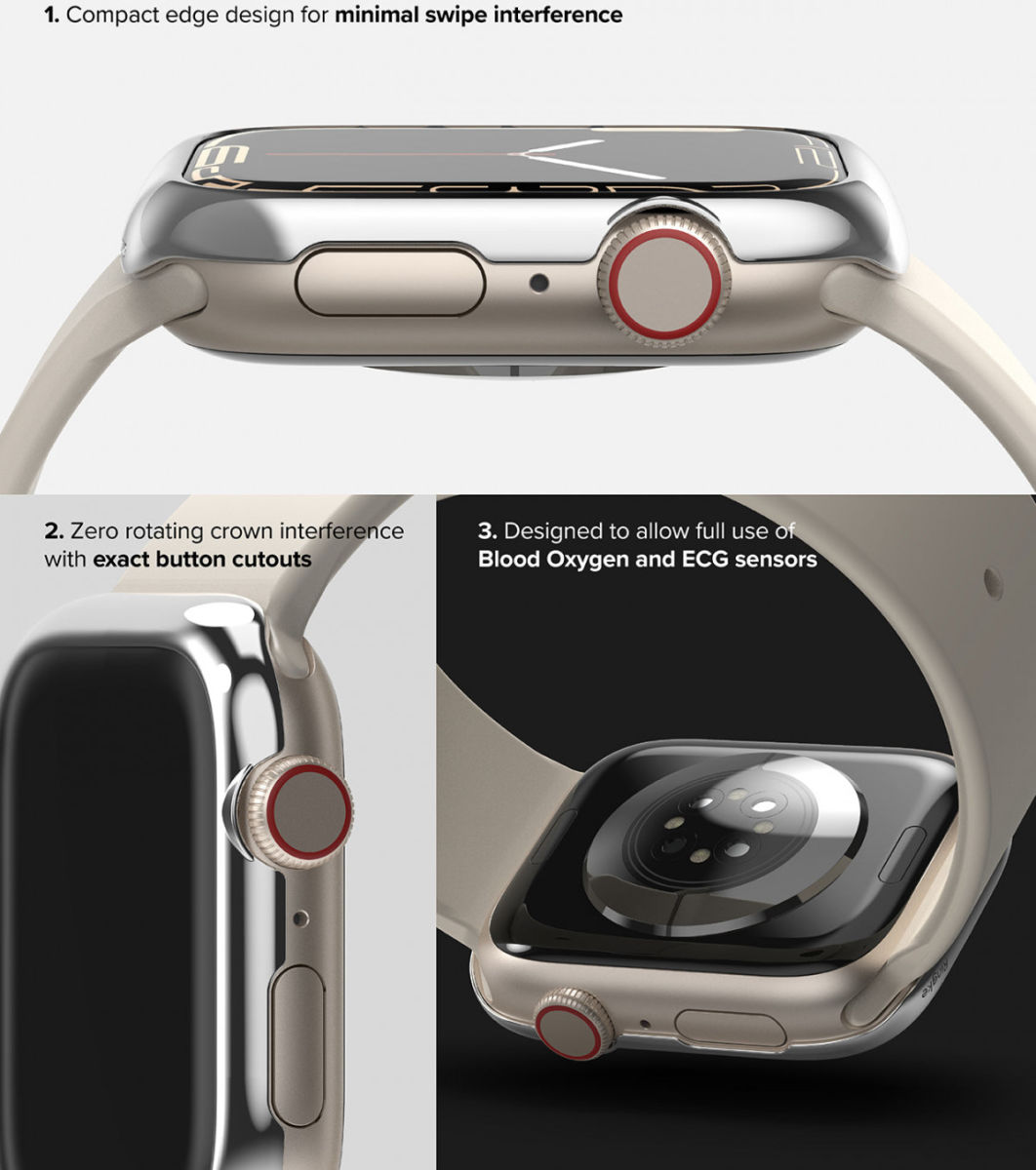 Ringke Bezel Styling Apple Wactch 7/8/9 41MM Randbeschermer Zilver afbeelding 5