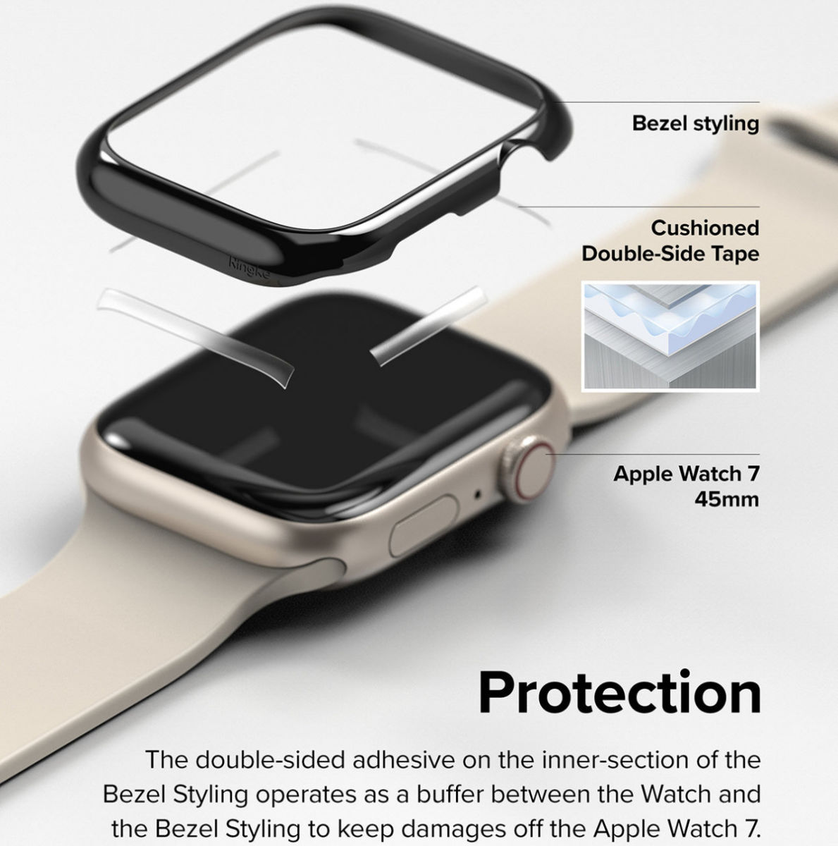 Ringke Bezel Styling Apple Wactch 7/8/9 41MM Randbeschermer Zwart afbeelding 7