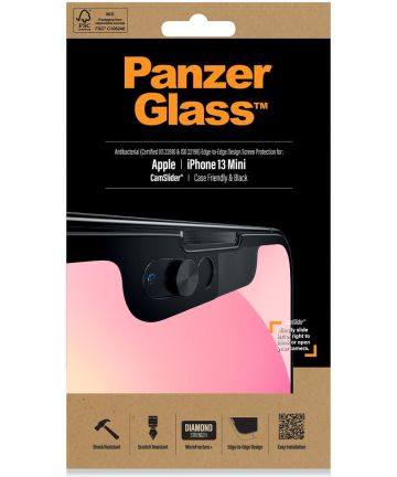 PanzerGlass Camslider iPhone 13 Mini Screen Protector Case Friendly Screen Protectors
