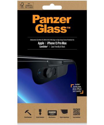 PanzerGlass Camslider iPhone 13 Pro Max Screen Protector Case Friendly Screen Protectors