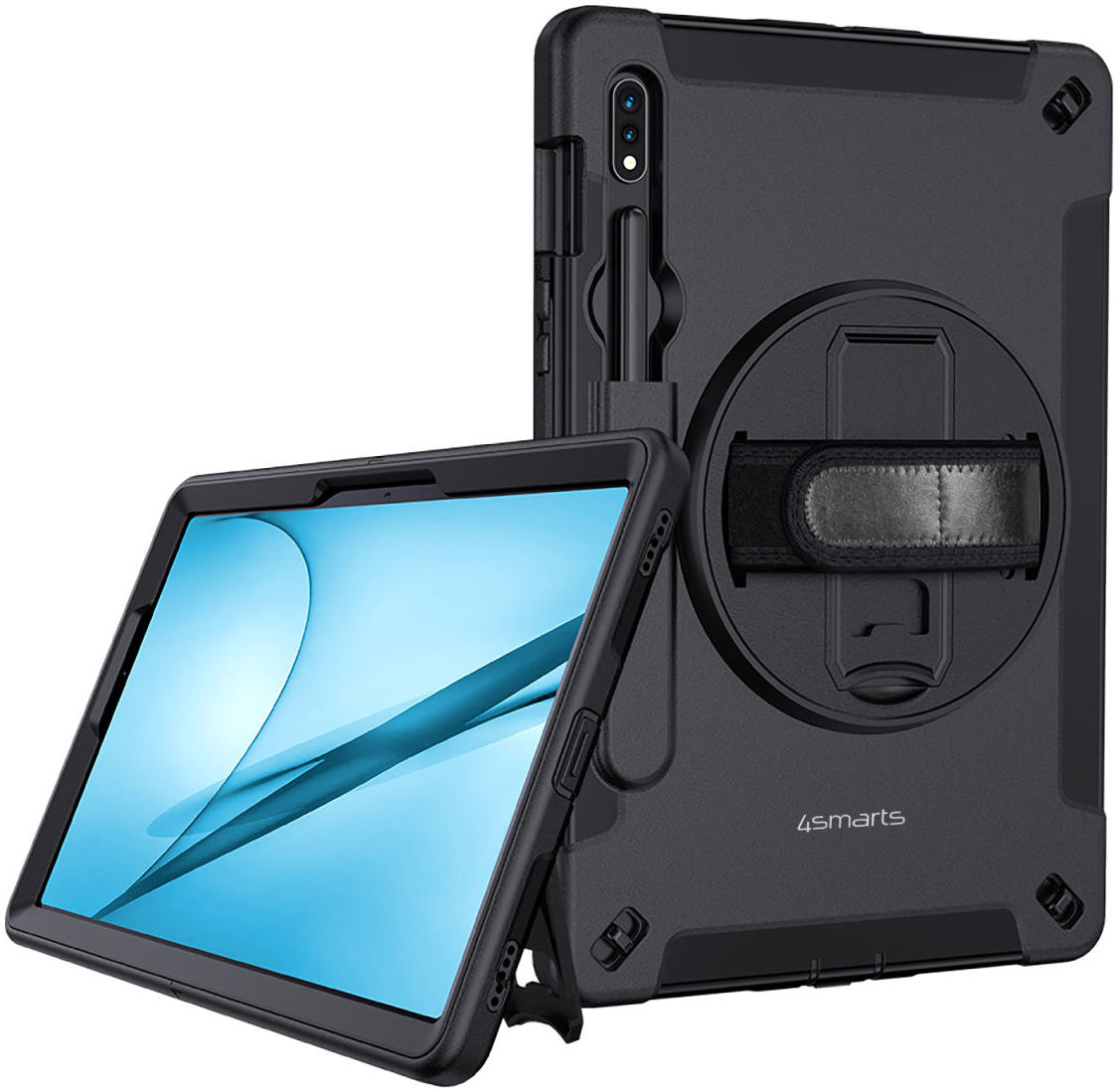 4smarts Rugged GRIP Samsung Galaxy Tab S8+ / S7+ / S7 FE Hoes Zwart afbeelding 1