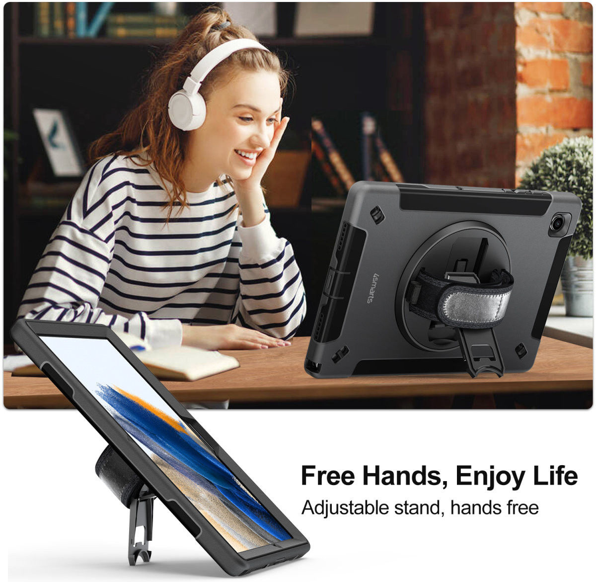 4smarts Rugged GRIP Samsung Galaxy Tab S8+ / S7+ / S7 FE Hoes Zwart afbeelding 8