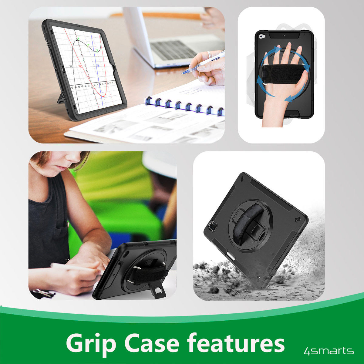 4smarts Rugged GRIP Samsung Galaxy Tab S8+ / S7+ / S7 FE Hoes Zwart afbeelding 7