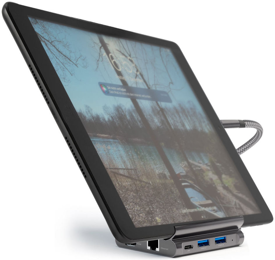 4smarts 7-in-1 Hub met Universele Tablet en Telefoonstandaard Grijs afbeelding 5