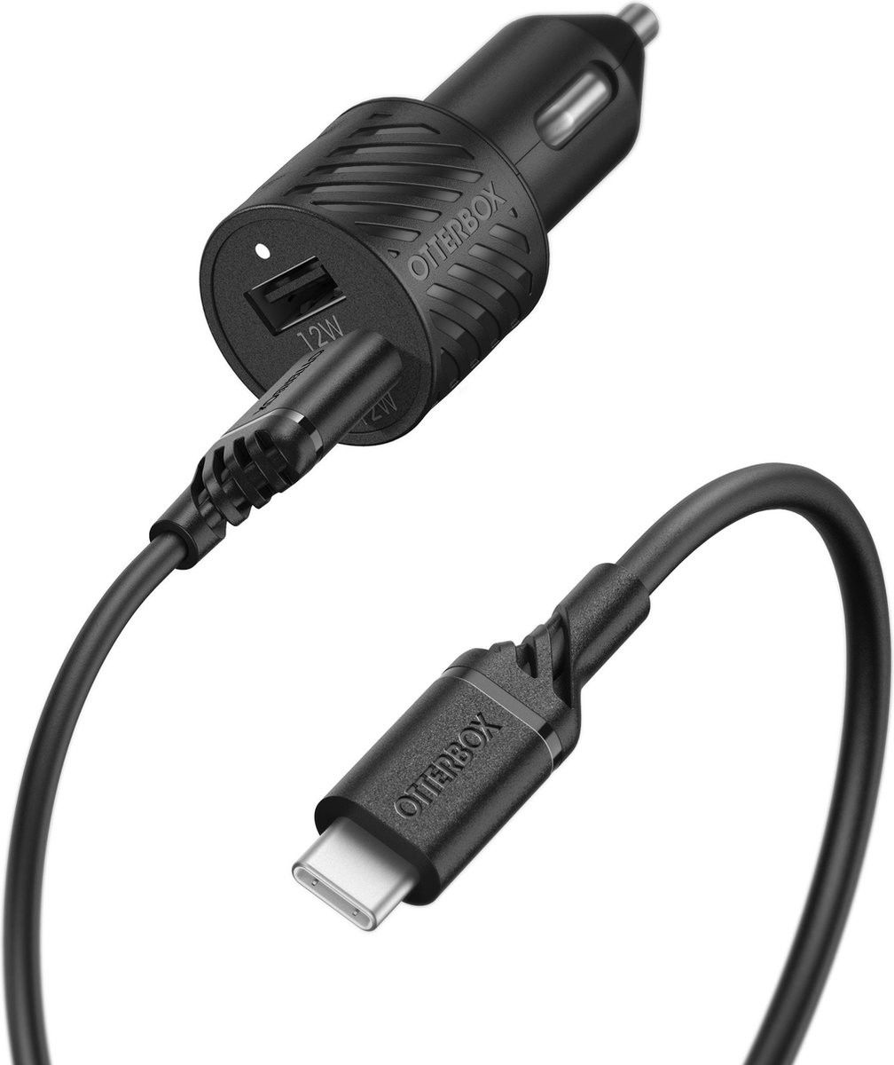 OtterBox 24W Autolader Fast Charge + USB-A naar USB-C Kabel 1M Zwart afbeelding 1