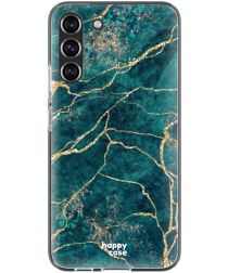 HappyCase Samsung Galaxy S22 Hoesje Flexibel TPU Aqua Marmer Print