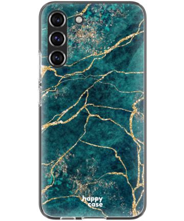HappyCase Samsung Galaxy S22 Hoesje Flexibel TPU Aqua Marmer Print Hoesjes
