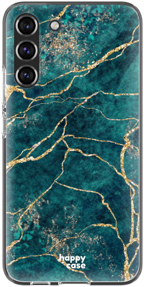 HappyCase Samsung Galaxy S22 Hoesje Flexibel TPU Aqua Marmer Print afbeelding 1