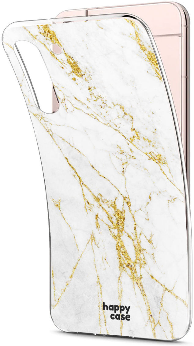 HappyCase Samsung Galaxy S22 Hoesje Flexibel TPU Wit Marmer Print afbeelding 2