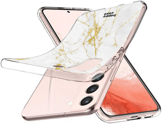 HappyCase Samsung Galaxy S22 Hoesje Flexibel TPU Wit Marmer Print afbeelding 4