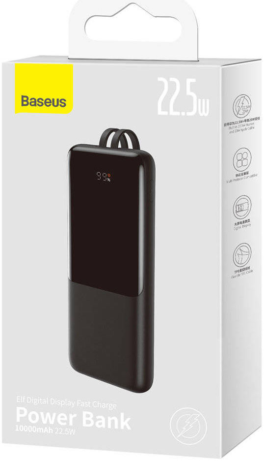 Baseus Elf 10.000 mAh Powerbank met Display PD en QC 22.5W Zwart afbeelding 12