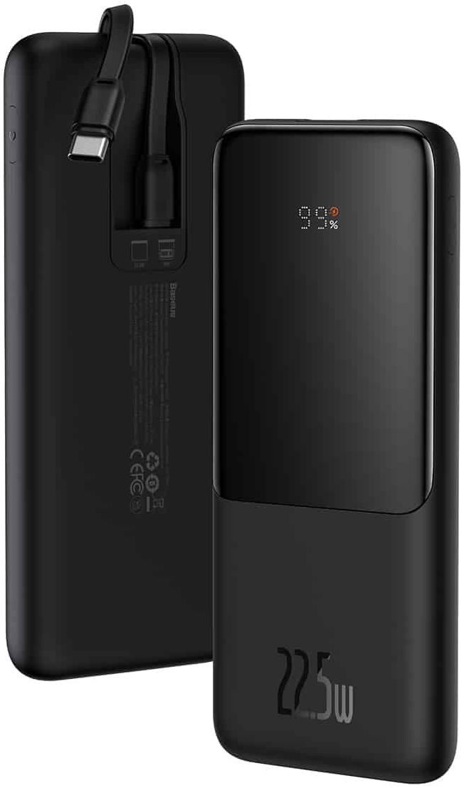 Baseus Elf 10.000 mAh Powerbank met Display PD en QC 22.5W Zwart afbeelding 1