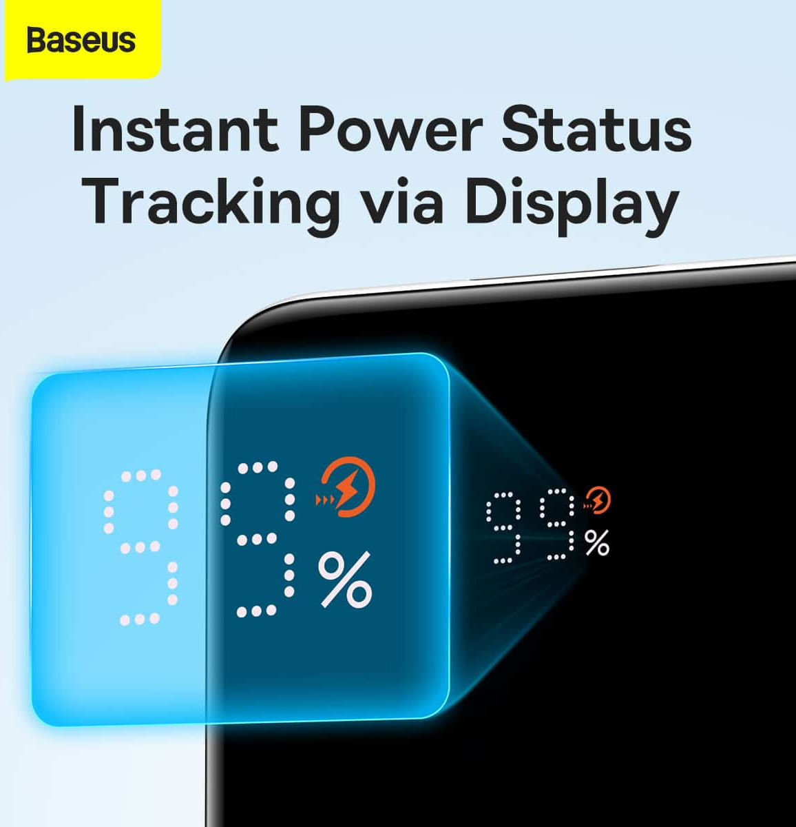 Baseus Elf 10.000 mAh Powerbank met Display PD en QC 22.5W Zwart afbeelding 7