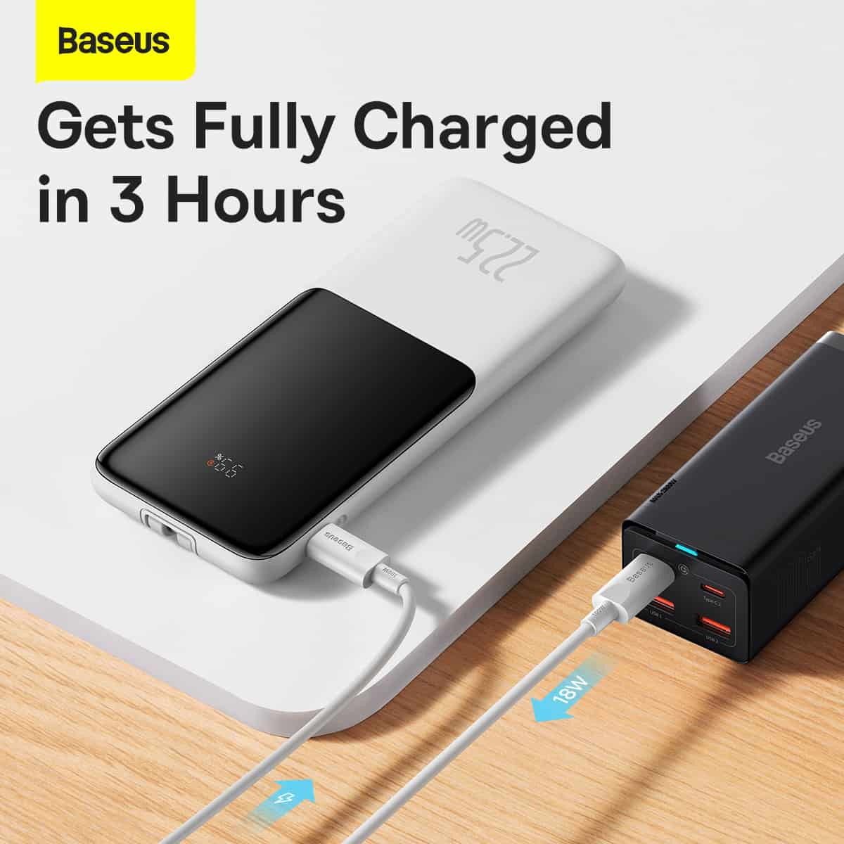 Baseus Elf 10.000 mAh Powerbank met Display PD en QC 22.5W Zwart afbeelding 8