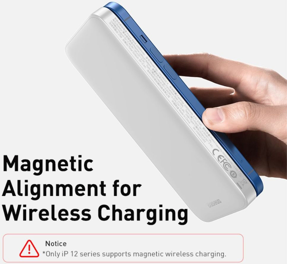 Baseus Powerbank 10.000 mAh 20W Geschikt voor Apple MagSafe Wit afbeelding 3