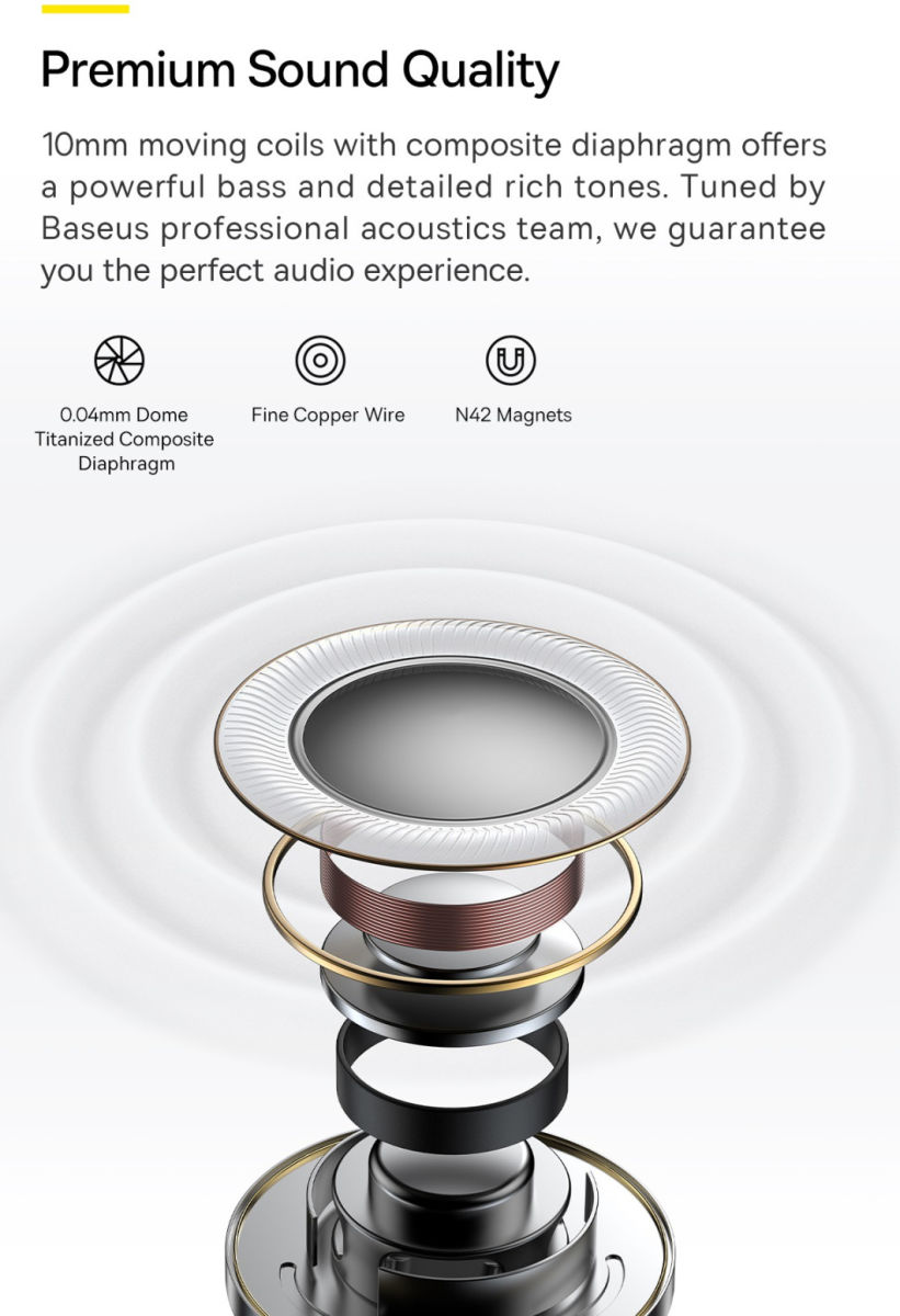 Baseus Bowie M2 Volledig Draadloze Bluetooth 5.2 Oordopjes Zwart afbeelding 12
