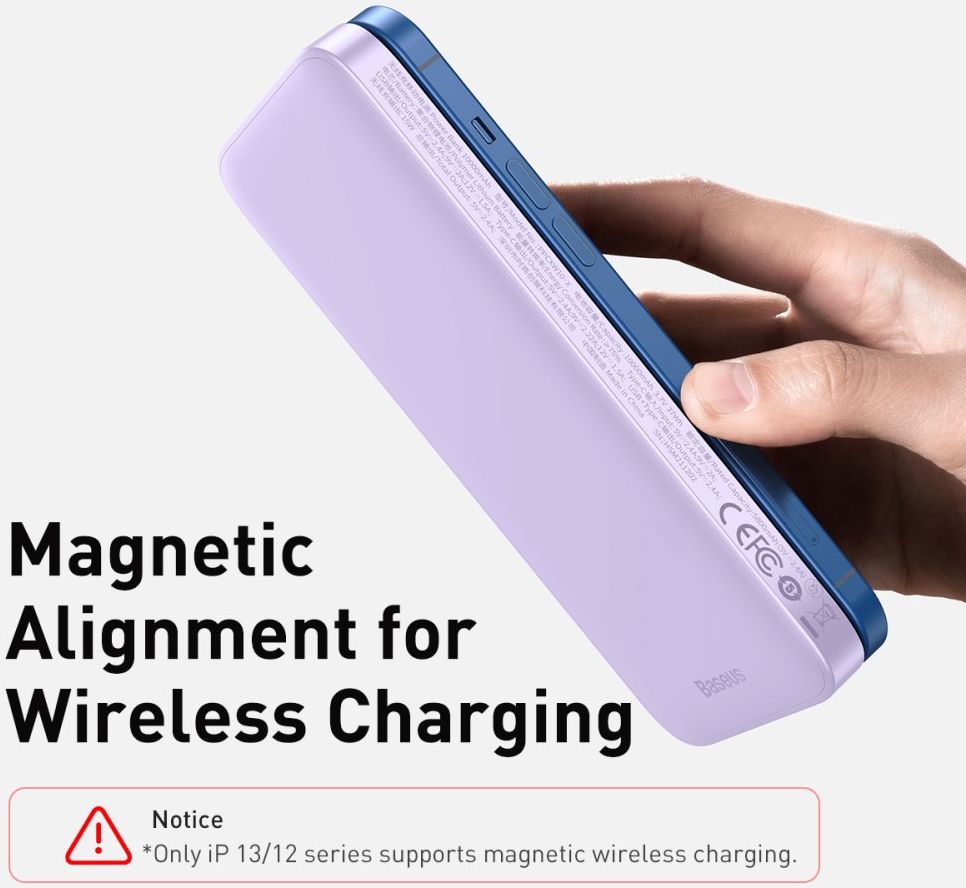 Baseus Powerbank 10.000 mAh 20W Geschikt voor Apple MagSafe Paars afbeelding 3
