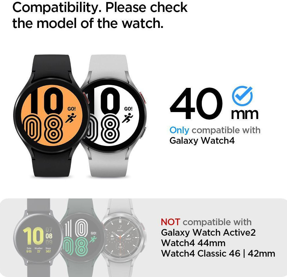 Spigen GLAS.tR Samsung Galaxy Watch 4 40MM Screen Protector (3-Pack) afbeelding 6